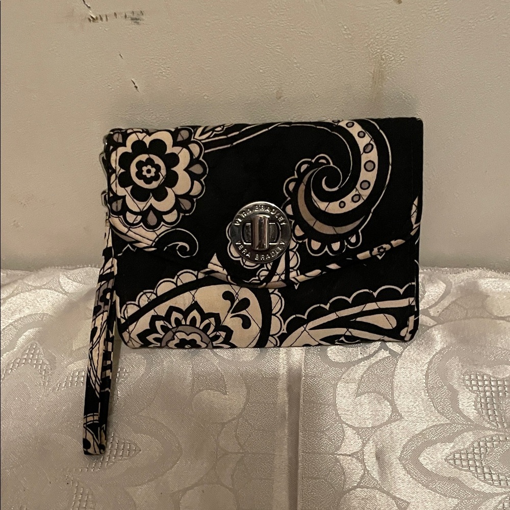 Vera Bradley Black and Cream Patterned Clutch